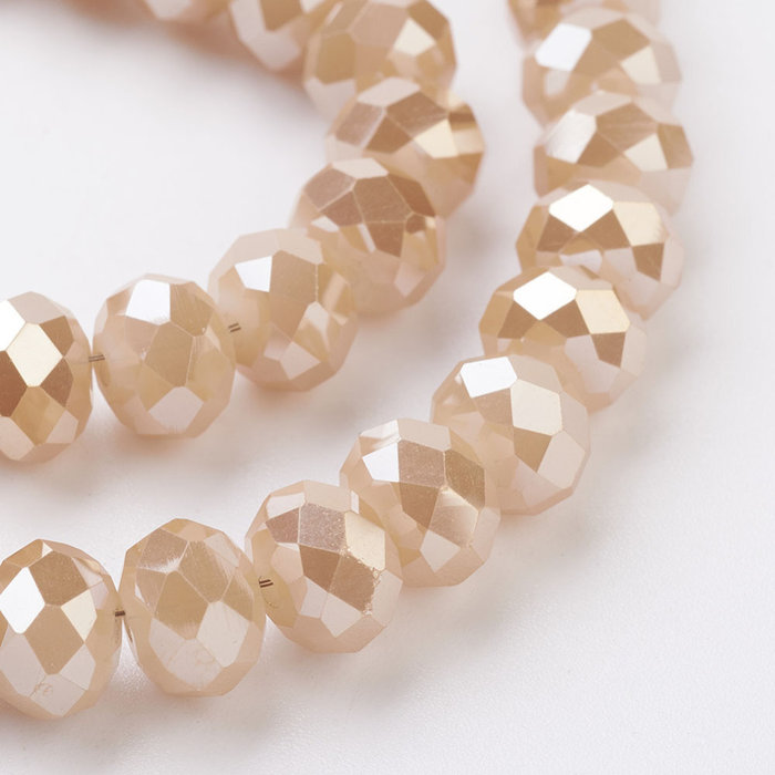 Faceted Beads Light Salmon Shine 8x6mm, 65 pieces