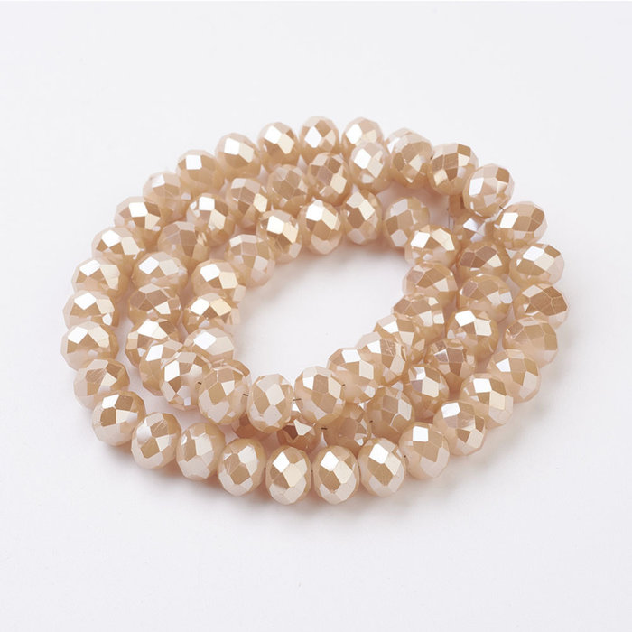 Faceted Beads Light Salmon Shine 8x6mm, 65 pieces