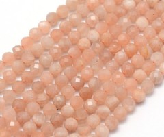Natural Sunstone Gemstone Faceted Beads 4mm, strand 98 pieces