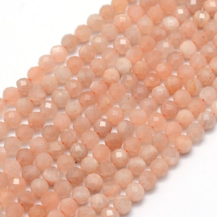 Natural Sunstone Gemstone Faceted Beads 4mm, strand 98 pieces