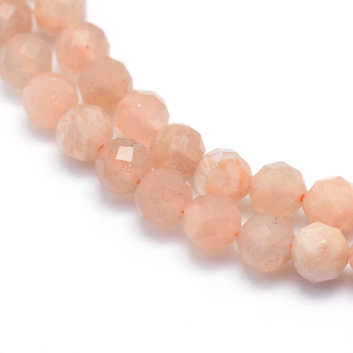 Natural Sunstone Gemstone Faceted Beads 4mm, strand 98 pieces