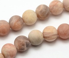 Natural Frosted Sunstone Gemstone Beads 8mm, strand 40 pieces