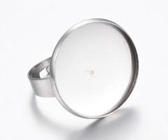 Verstelbare Stainless Steel Ring 18mm met setting 20~20.5mm Cabochon