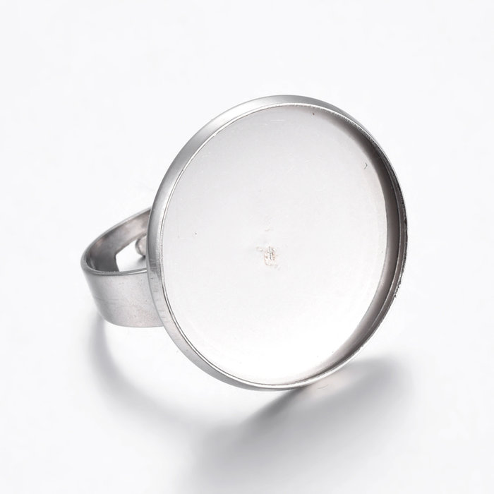 Adjustable Stainless Steel Ring 18mm, fits 20~20.5mm Cabochon
