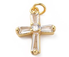 Cross Charm with Zirconia 19x14.5x4.5mm