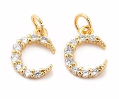 Luxurious Charm Moon with Zirconia 12x9.5mm