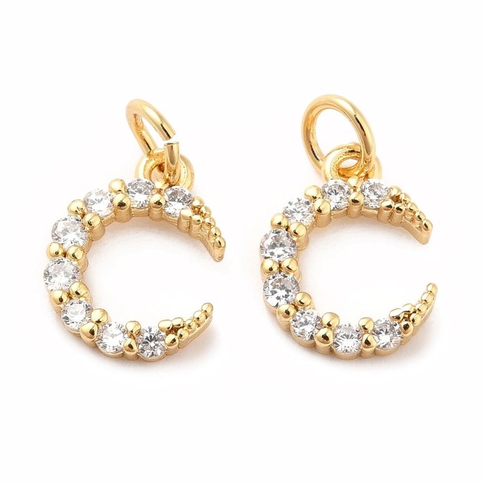 Luxurious Charm Moon with Zirconia 12x9.5mm