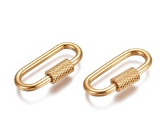 Stainless Steel Karabijn Schroef Lock Bedel Ovaal Gold Plated 25.5x14mm