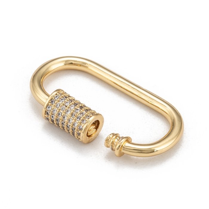 Luxe Brass Karabijn Schroef Lock Bedel met Zirkonia 29.5x15mm