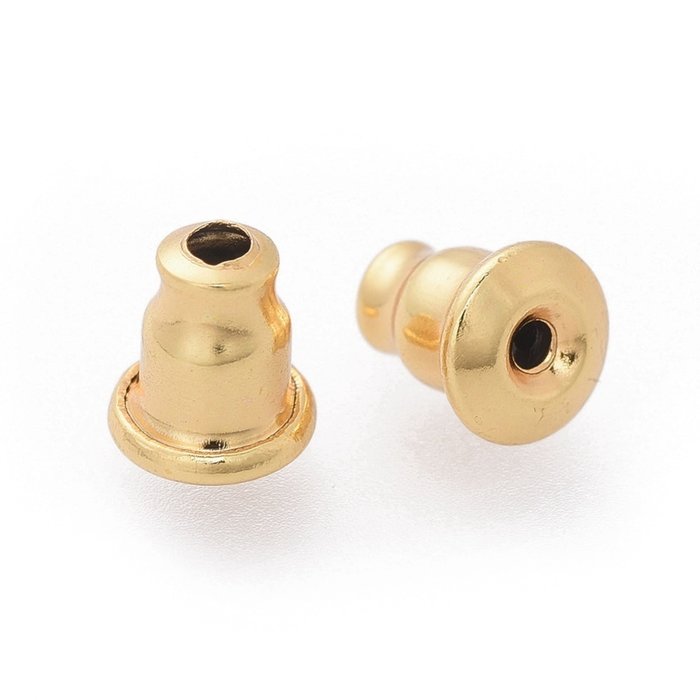 10 stuks Stainless Steel Oorbel Achterkantjes Gold Plated 6x5mm - A81