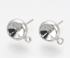4 stuks Stud Oorbellen Platinum Plated 10.5x8mm met setting voor 6mm Puntsteen, Nikkelvrij
