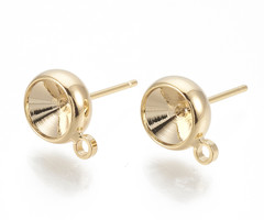 4 pieces Stud Earring 10.5x8mm, fits 6mm Pointstone,  Nickel Free