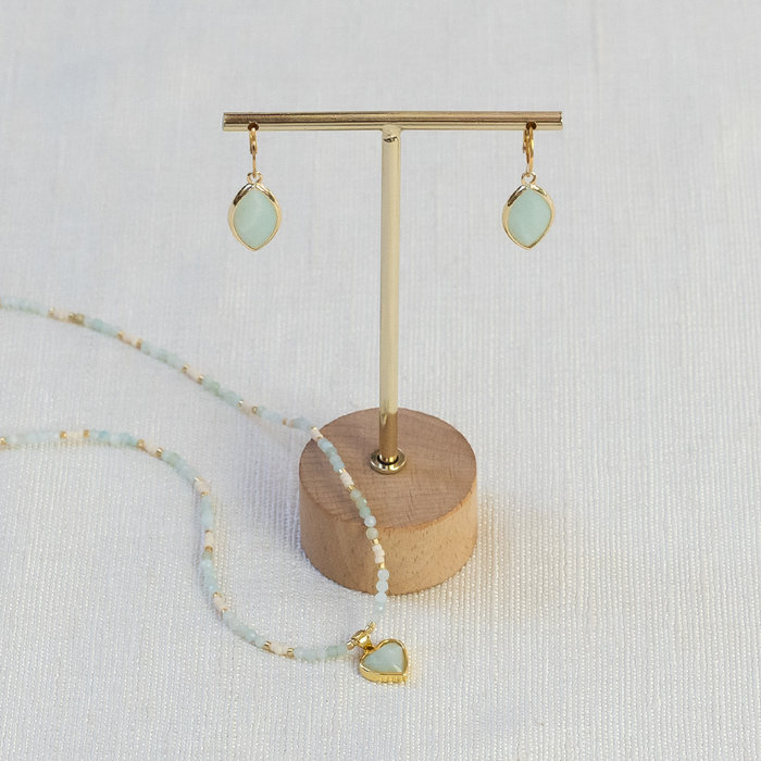 Natural Amazoniet Edelsteen Bedel Eye 21x11x4mm