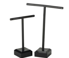 2 stuks Sieraden Display Set voor Oorbellen Standaard T-vorm Zwart