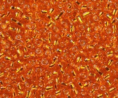 7 gram Seed Beads 2mm Silver Lined Orange