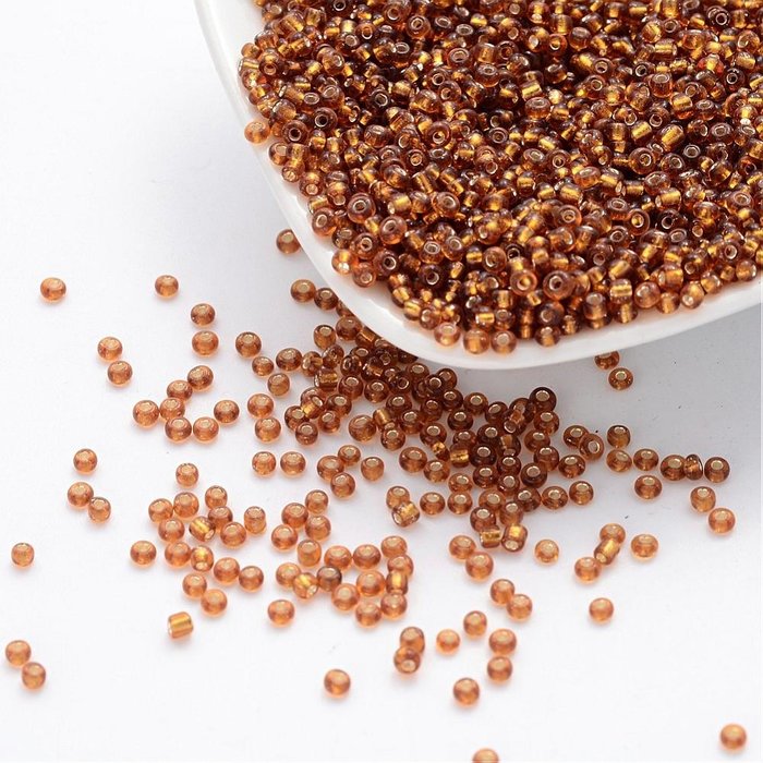 7 gram Seed Beads 2mm Silver Lined Brown