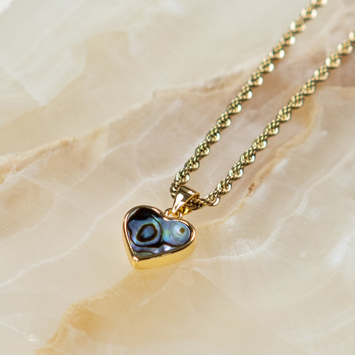 Natural Abalone Shell Charm Heart 12x12x3mm