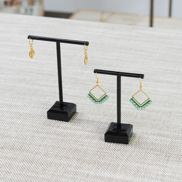 2 pieces Jewelry Display Set for Earrings T-shape Black