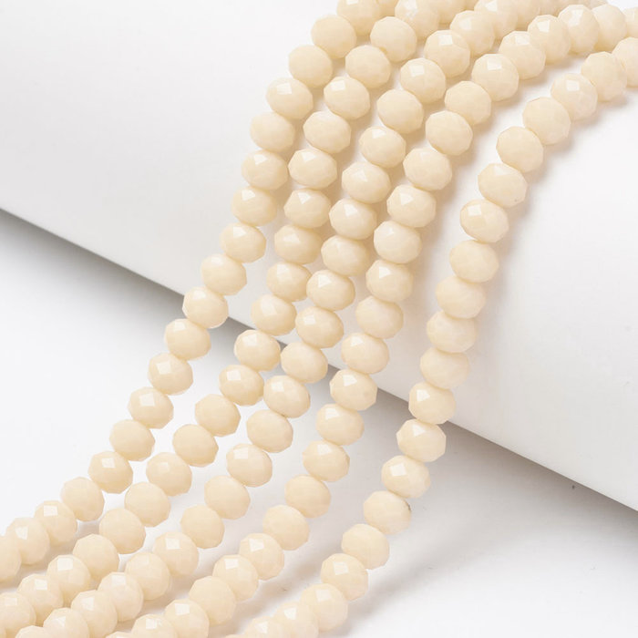 136* Faceted Glassbeads Peach 4x3mm,  strand 100 pieces