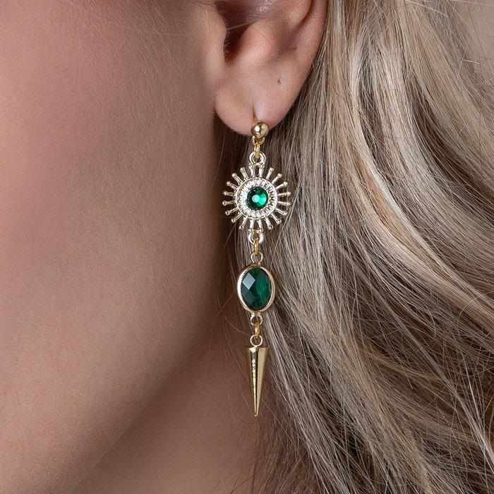 3 stuks Tussenzetsel Zon Gold Plated 20x15mm Emerald - 2345