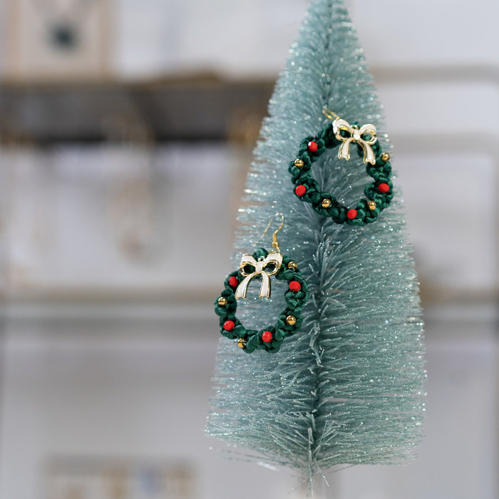 Krans oorbellen maken voor Kerst Inspi499