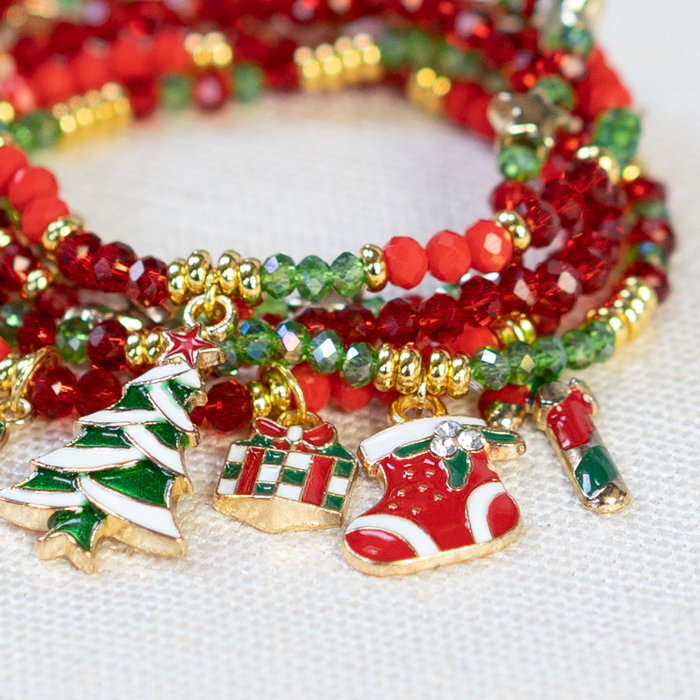 Christmas Bracelets Set with Faceted Beads Inspi500