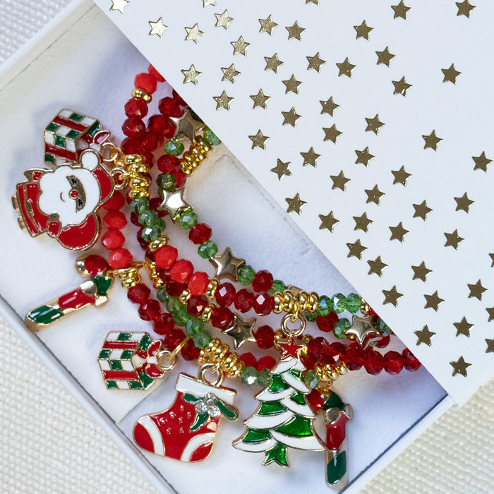 Christmas Bracelets Set with Faceted Beads Inspi500