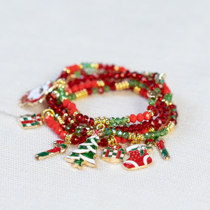 Christmas Bracelets Set with Faceted Beads Inspi500