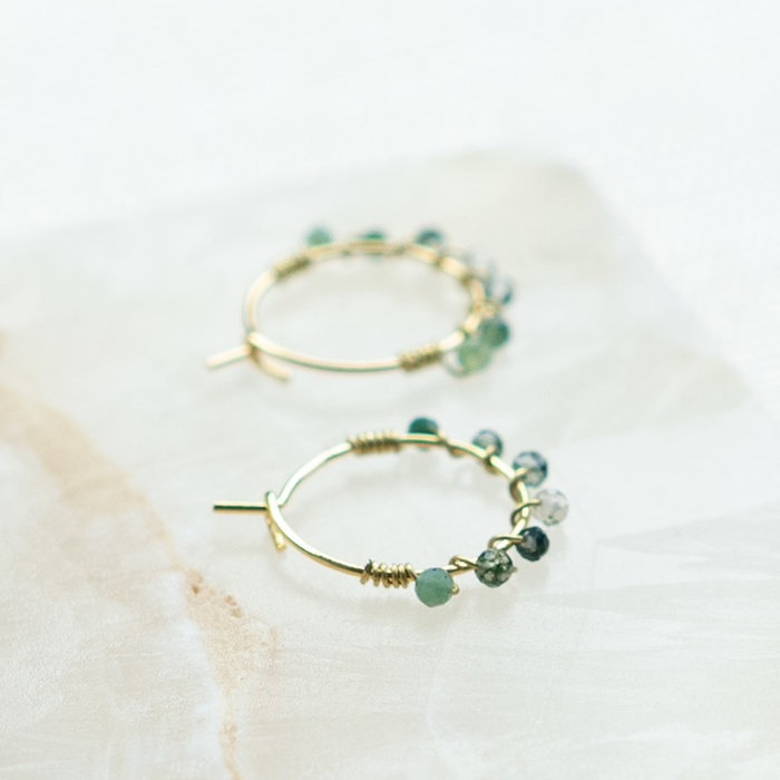 Kleine hoop oorbellen met Mos Agaat Inspi505