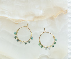 Kleine hoop oorbellen met Mos Agaat