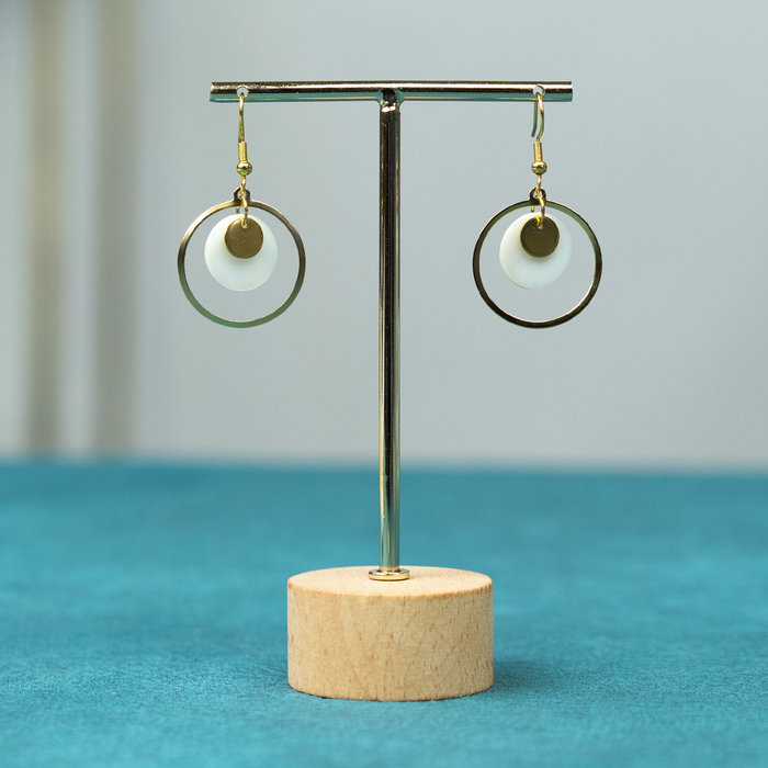 Ronde gouden oorbellen met schelp Inspi506
