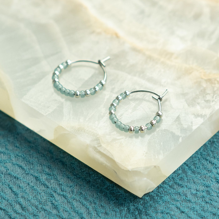 Stainless Steel Hoop Earring Silver  15mm, 4 pieces