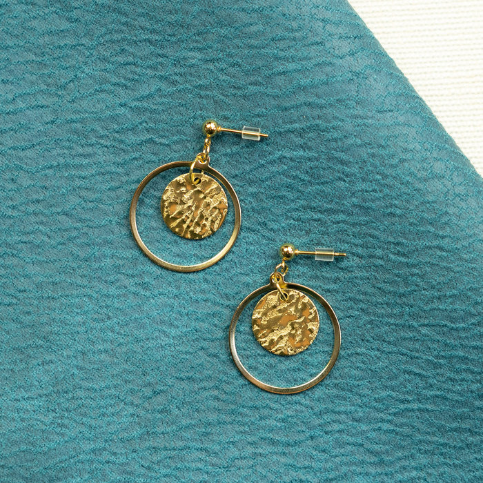 5308 Stainless Steel Ring Charm 28x25mm Gold Plated, 4 pieces