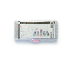 Storage box 19x9cm with 25 stackable containers 3x3cm