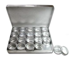 Storage box 17x14cm with 20 aluminum containers 3cm