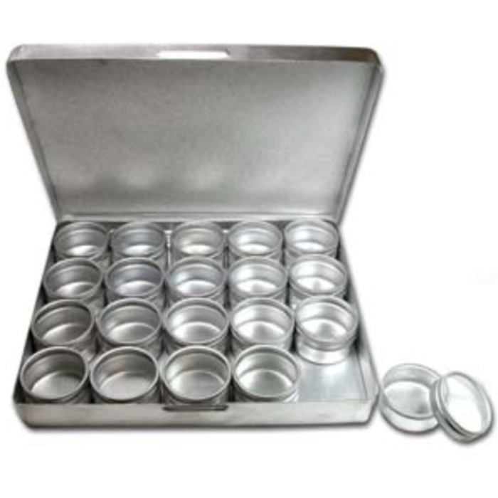 Storage box 17x14cm with 20 aluminum containers 3cm