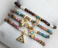 Gemstone bracelets with Zirconia charm
