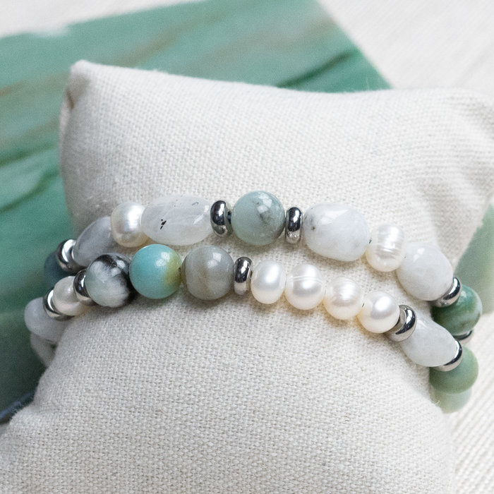 Armbanden met Amazoniet en Maansteen Inspi521