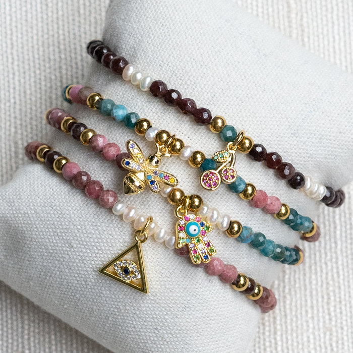 Natural Rhodonite Faceted Gemstone Beads 4mm, strand 80 pieces