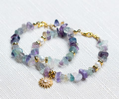 Bracelets set with Fluorite