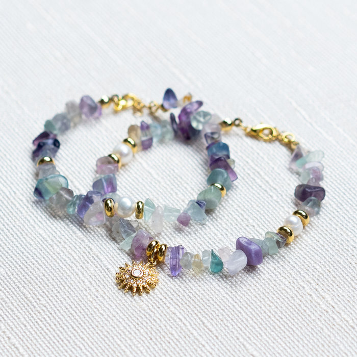 Luxurious Brass Charm Gold Plated with Zirconia 16x14mm Sun