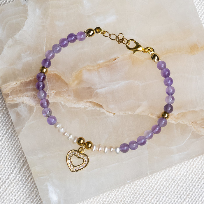 Kralen armband met Amethist Inspi524
