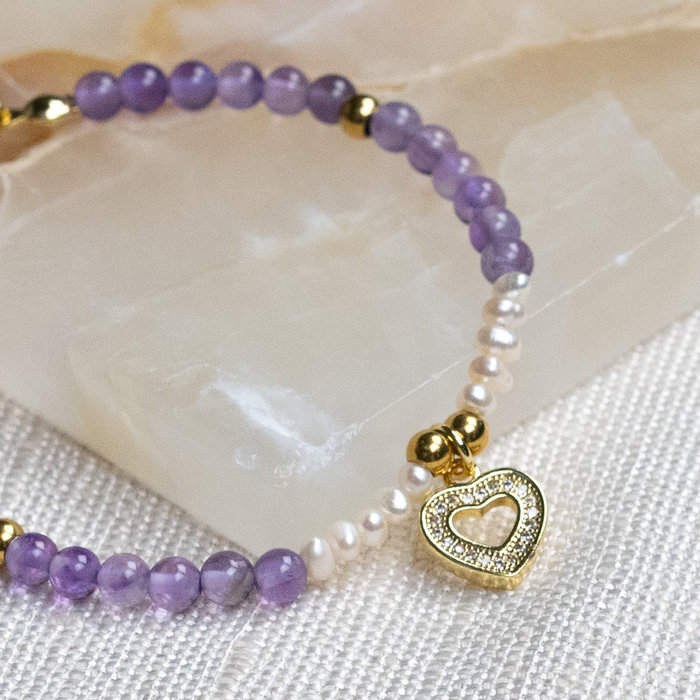 Kralen armband met Amethist Inspi524