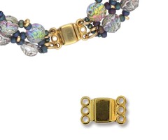 Magnet Clasp with 3 eyes 14x9mm Gold Plated