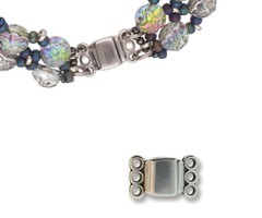 Magnet Clasp with 3 eyes 14x9mm Silver Plated