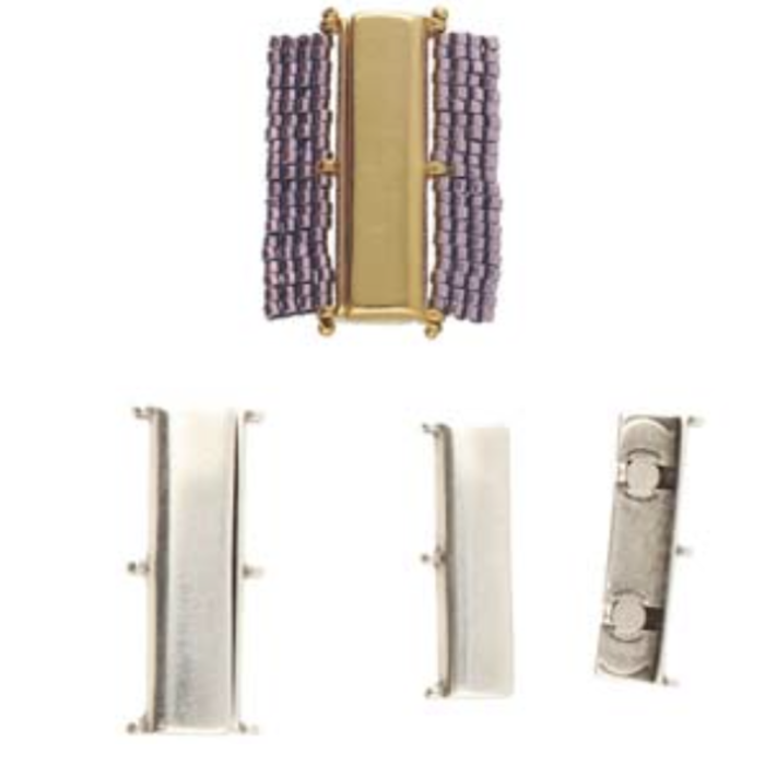 Cymbal Magnet Clasp 30x10mm Antique Silver Plated for Beadwork