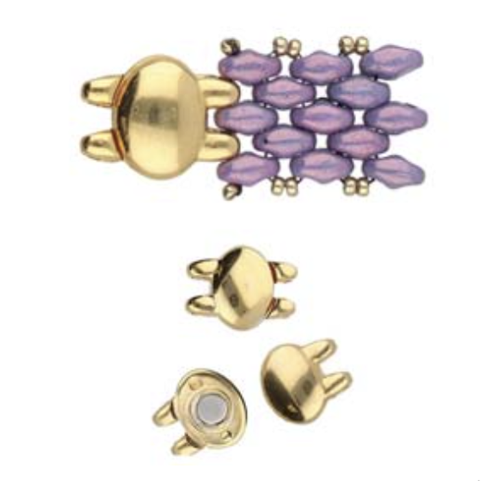 Cymbal Superduo Magnetic Clasp 10x13mm 24k Gold Plated for Beadwork