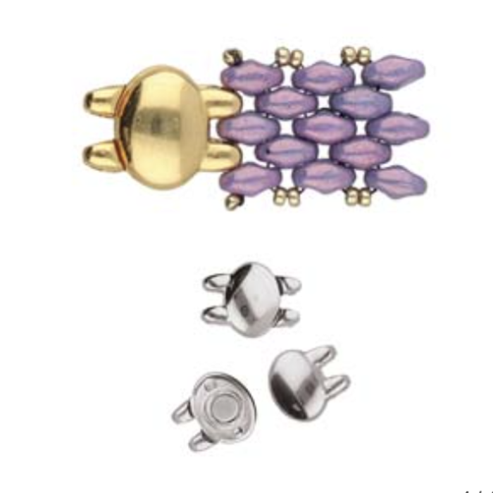 Cymbal Superduo Magnetic Clasp 10x13mm Antique Silver Plated for Beadwork