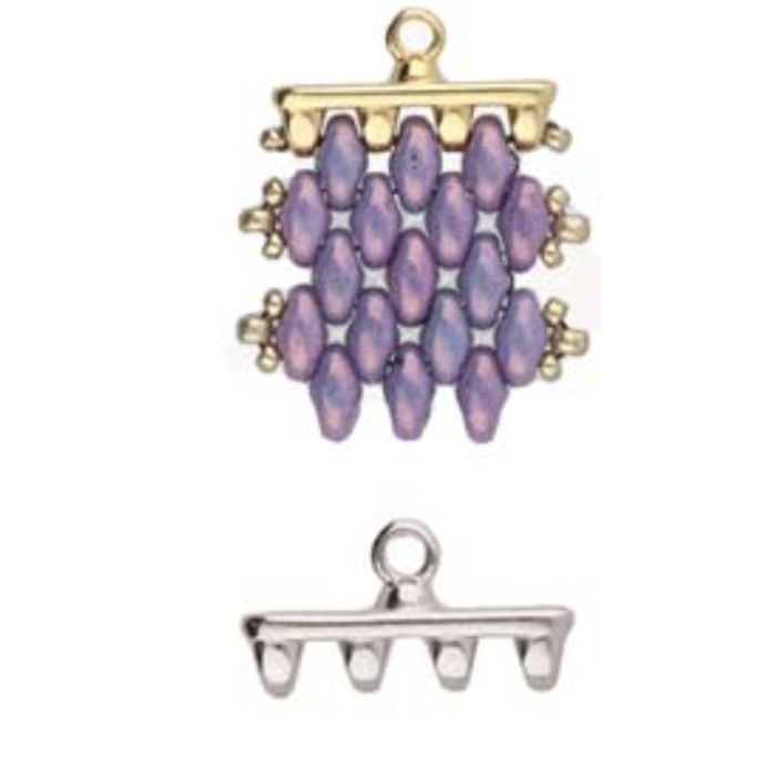 Cymbal Superduo Bead Ending 16x8mm Antique Silver Plated for Beadwork