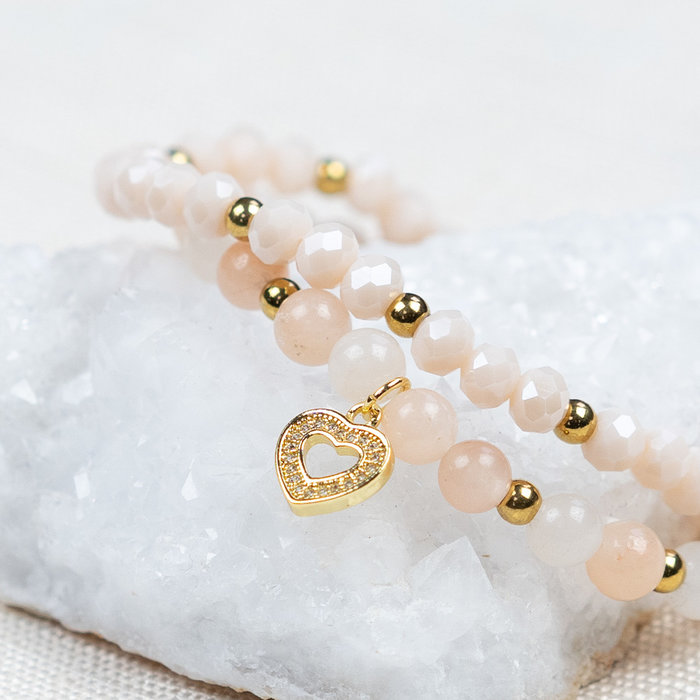 Luxurious Brass Charm with Zirconia 13x11mm Heart